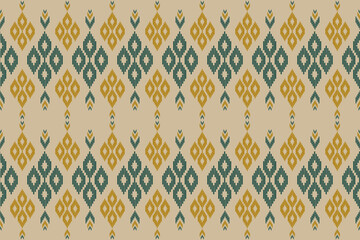 Fabric ikat pattern art. Geometric ethnic oriental seamless pattern traditional. Design for background, wallpaper, vector illustration, fabric, clothing, carpet, textile, batik, embroidery.