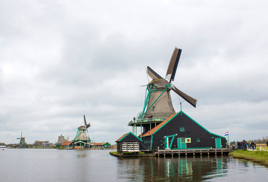 village of Zaanse Schans in the Netherlands - windmills