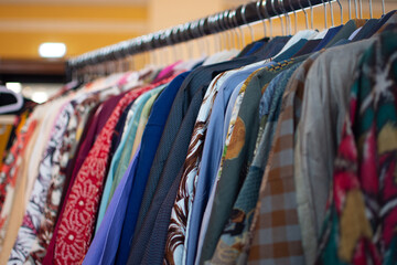 Vintage kimonos on dress rail