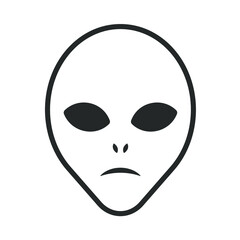 Alien head vector sign. Humanoid face symbol icon. Extraterrestrial logo. Science fiction label. Ufo and sci-fi character illustration image.