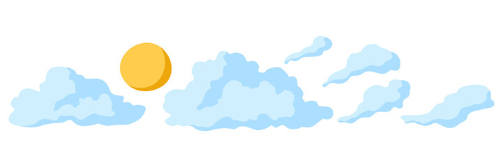 Stylized image of clouds and sun. Natural illustration. Abstract style.