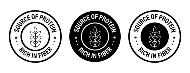 'source of protein, rich in fiber'vector icon. black in color