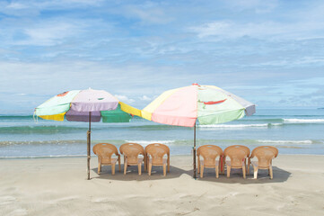 chairs and umbrellas on the beach