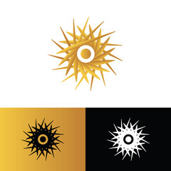 Logo Abstract Gold Yellow Sun Design Logogram Pictorial Mark
