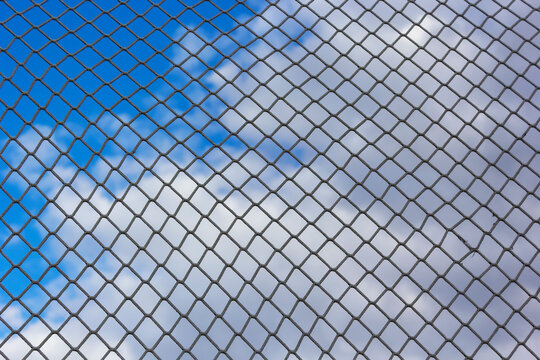 rope mesh against the blue sky in sunny weather