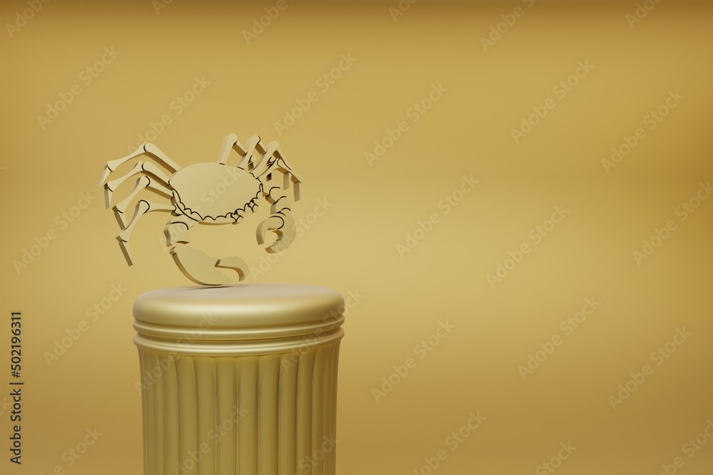 Aufkleber beautiful abstract illustrations golden zodiac sign cancer symbol icons on a golden column and wonde