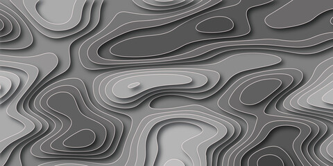 Luxury paper cut background. Abstract realistic papercut decoration textured with wavy gold lines layers. 3d topography relief. Carving art.