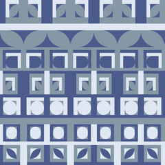 Flat geometric pattern from square and circle shapes