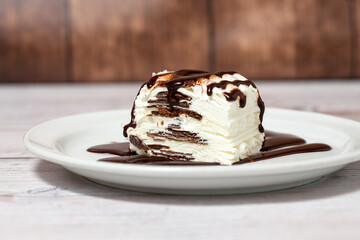 Ice cream and chocolate cake