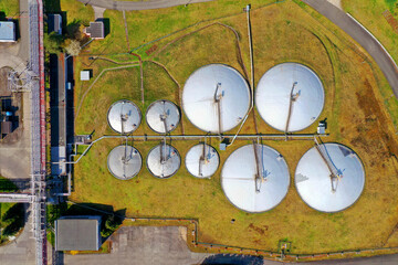 Strategic fuel storage tank from above. Gas and diesel reserve for emergency use in European Union.
