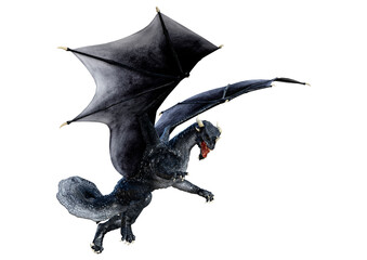 3D Rendering Fairy Tale Dragon on White