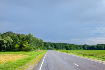 Fototapeta na wymiar landscape on the asphalt road for vehicles