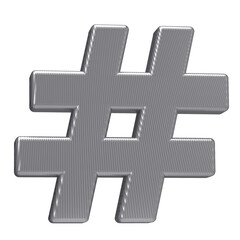 Hashtag icon isolated on white background. 3D Illustration.