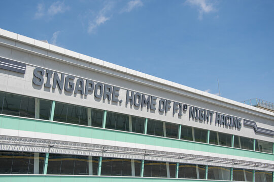 Singapore, F1 Pit Building At Marina Bay Street Circuit