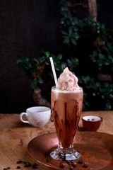 Delicious milkshake with coffee and chocolate