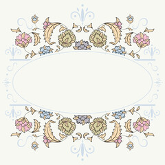 Vintage paisley floral frame with hand drawn vector flowers. - obrazy, fototapety, plakaty