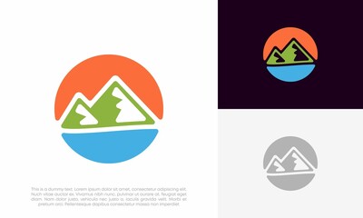Obraz premium mountain illustration, outdoor adventure logo vector design