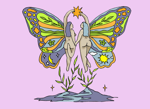 ilustraci&oacute;n hecha a mano y pintada digitalmente 
Handmade and digitally painted illustration