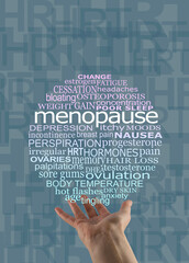 Offering a Menopause Word Cloud for your awareness campaign - open palm with a circular word cloud...