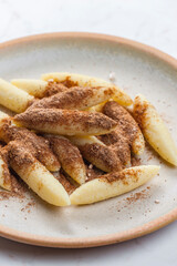 Austrian schupfnudeln with sugar and cocoa