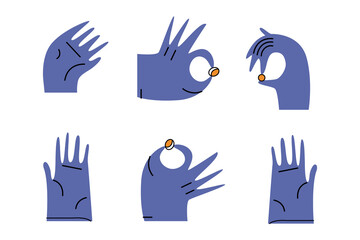 Color drawing of hands with pils vector illustration