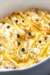 baked white peppers with Feta cheese