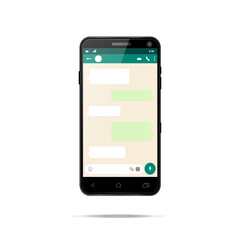 Mobile phone. Vector illustration. Messenger window. Whatsapp chating and messaging concept.