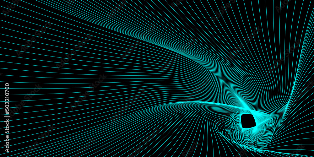 Wall mural modern abstract waves background in turquoise on black, using as header or backdrop, vector illustra