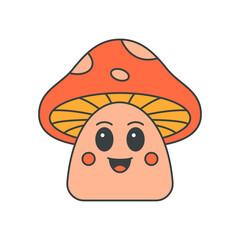 Funny natural amanita smiling character pop art t shirt print decorative design vector cartoon