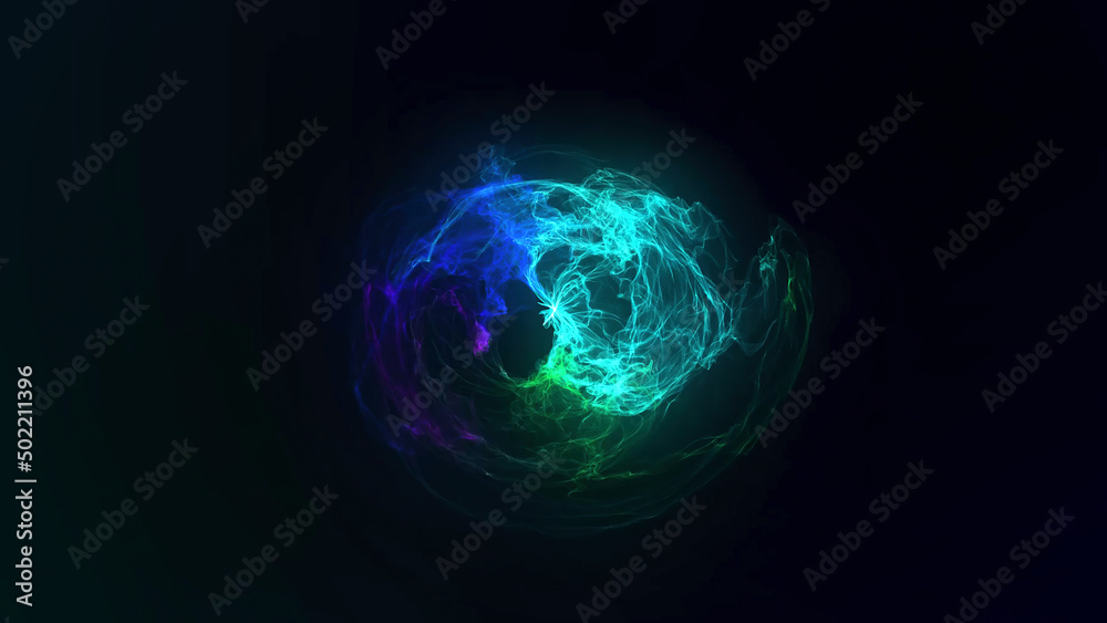 Poster abstract fiery sphere background with luminous swirling backdrop. glowing sphere. shine round frame 