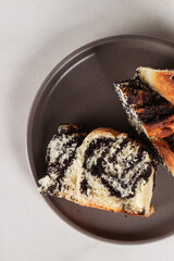 Pieces of poppy seed cake on a plate