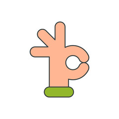 Comic human hand ok finger gesture pop art groovy style t shirt print design vector cartoon