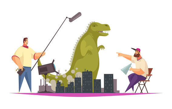 Film Shooting Dinosaur Composition