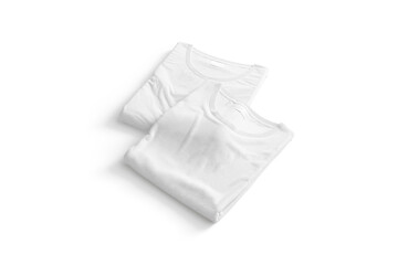 Blank white folded square t-shirt mock up pair, side view