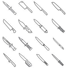 Knife icon vector set. hike illustration sign collection. ammunition symbol. hunting logo.