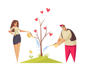 Watering Love Tree Composition