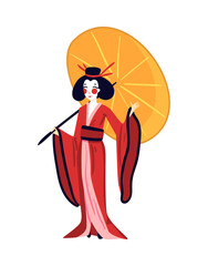 Japanese Woman Umbrella Composition