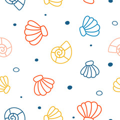 Seamless vector pattern with shells. Design for children's clothing, wallpaper, wrapping paper, web page background, textile.
