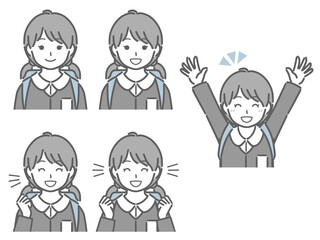 喜ぶ表情の強弱　小学生女子