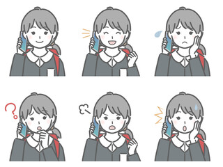 スマホで話す小学生女子