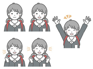 喜ぶ表情の強弱　小学生女子