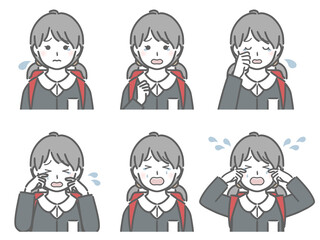 泣く表情の強弱　小学生女子
