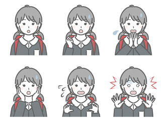 驚く表情の強弱　小学生女子