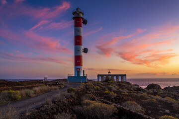 Punta de Rasca Lighthouse at sunset, Arona municipality, Sta. Cruz de Tenerife, Tenerife, Canary...