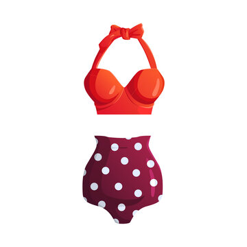 recommend clip art: Retro swimsuit isolated on white background. Vector cute Illustration in cartoon style.