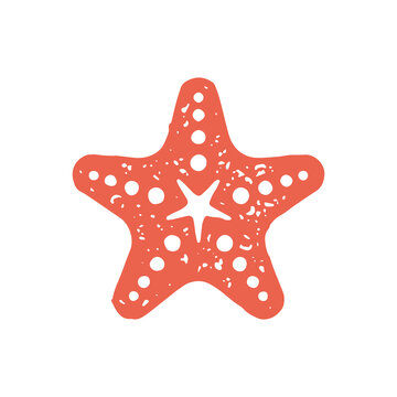 recommend clip art: Red hand drawn ornamental five pointed starfish minimalist sea resort summer travel vacation