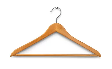 Fotobehang Wooden clothes hanger Isolated on white background © runrun2