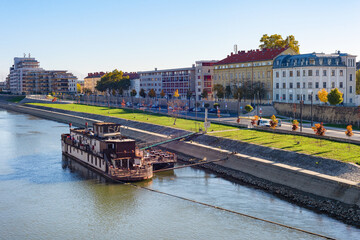 Gyor Danube ship cityscape Hungary