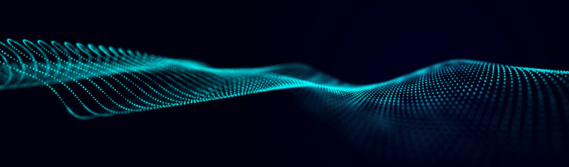 Fototapeta premium Abstract wave of sound particles. Equalizer for music. Signal transmission. 3d rendering.