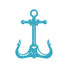 Classic decorative nautical anchor security hook for water transport safety blue grunge texture